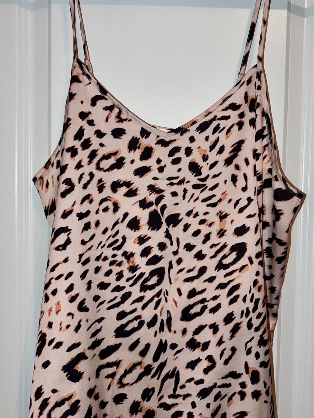 NWOT Leopard Print Satin Cami Tank Top - Blush